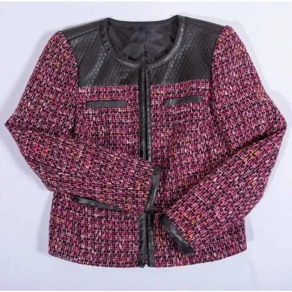 Zara GUC Tweed Quilted Leather Details Jacket Blazer Chanel Style Size M - Picture 1 of 6